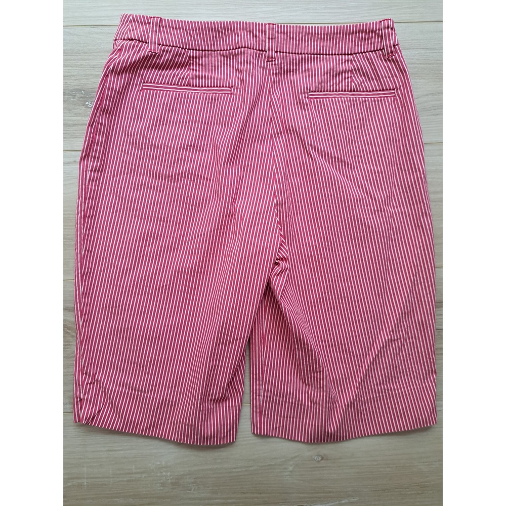 Anne Klein Pink White Pinstripe Stretch Shorts Womens Size 8 - Picture 2 of 9